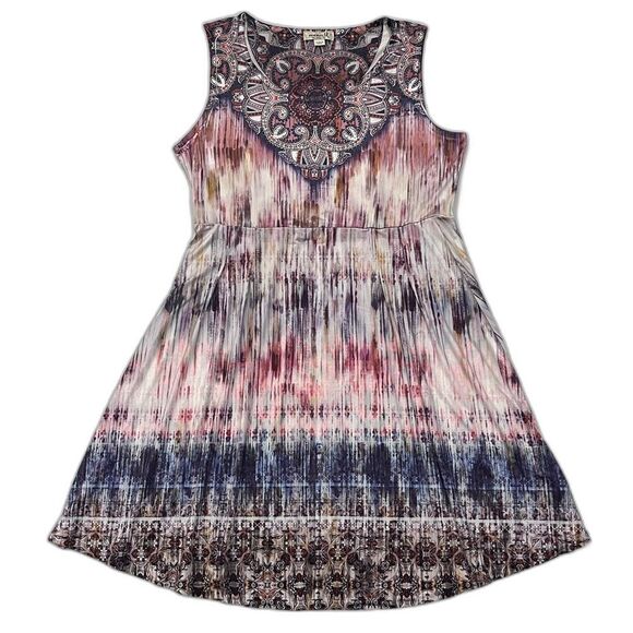 ONE WORLD Dresses & Skirts - ONE WORLD Live & Let Live Sleeveless Boho Ombre Print Paisley Neckline Dress